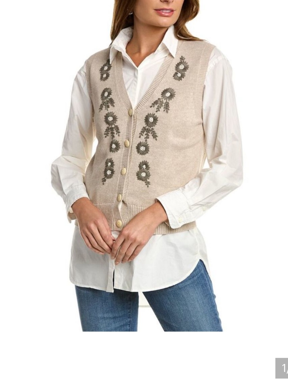Alex Mill Becca cotton linens embroidered vest L - Picture 2 of 8